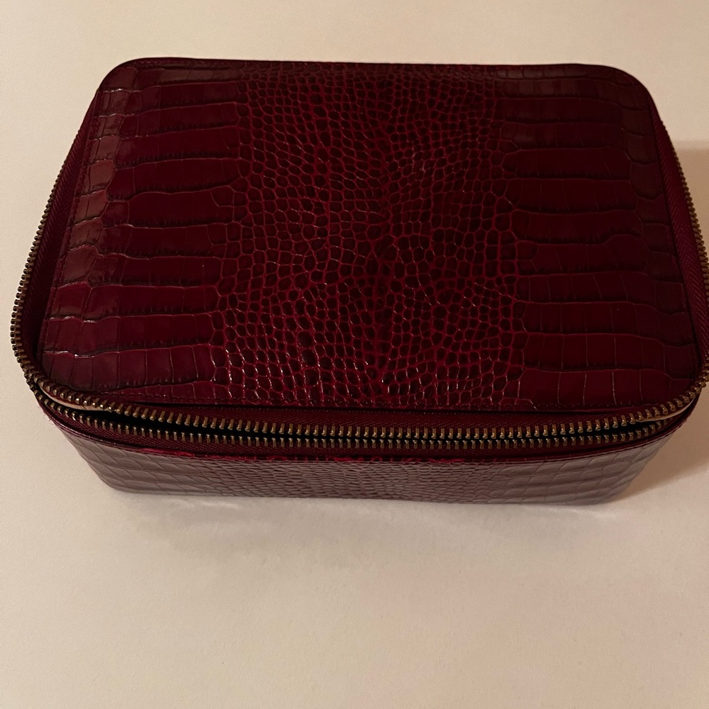 Smythson Crocodile Embossed Burgundy Case